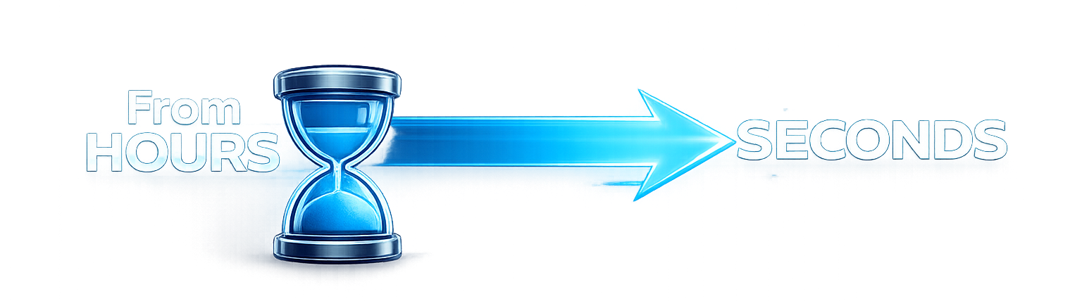 Performance comparison — hours to seconds
